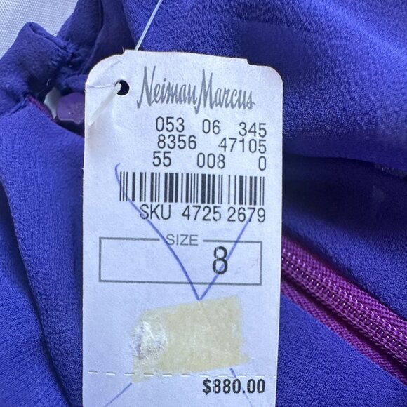 Shawn Ray Fons Tiered Chiffon Silk Strapless Cocktail Dress Size 8 Blue NWT $880 - Picture 7 of 10